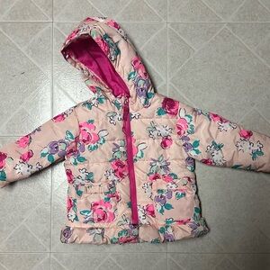 Girl toddler winter floral pink coat by cheerokee. Size 18 months